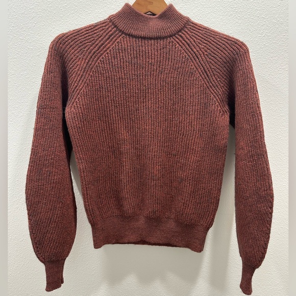 ICHI Sweaters - Ichi Denmark Wool Blend Rust gray Ribbed Knit Sweater balloon long sleeve brick